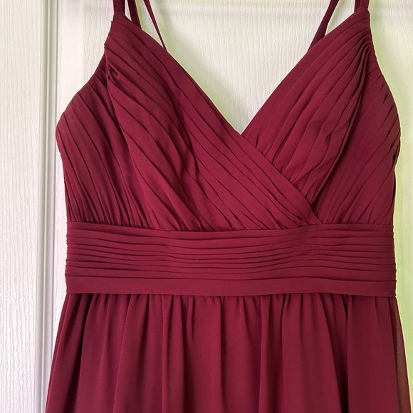 Women's Red Wine Color Bridesmaid Dress - Picture 3 of 5